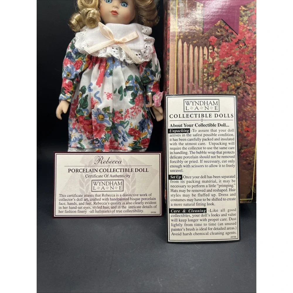 Vintage Wyndham Lane Rebecca Porcelain Doll With Box & COA Never Displayed 90s